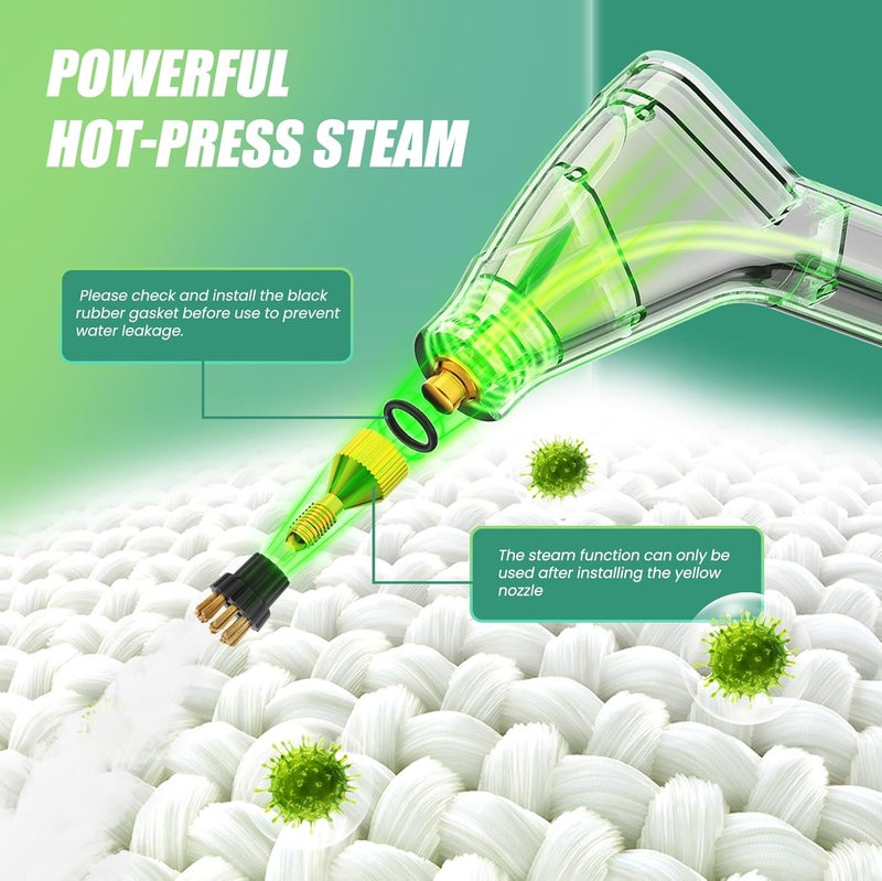 Hombasing 2500W Steam Cleaner for Home & Car, 15s Heat-Up Handheld Steamer for Cleaning, 1.2L Portable High Steam Cleaners, 6-Level Steam Control with 14 pcs Accessories Kit for Car, Floors, Couches, Grout - Image 4
